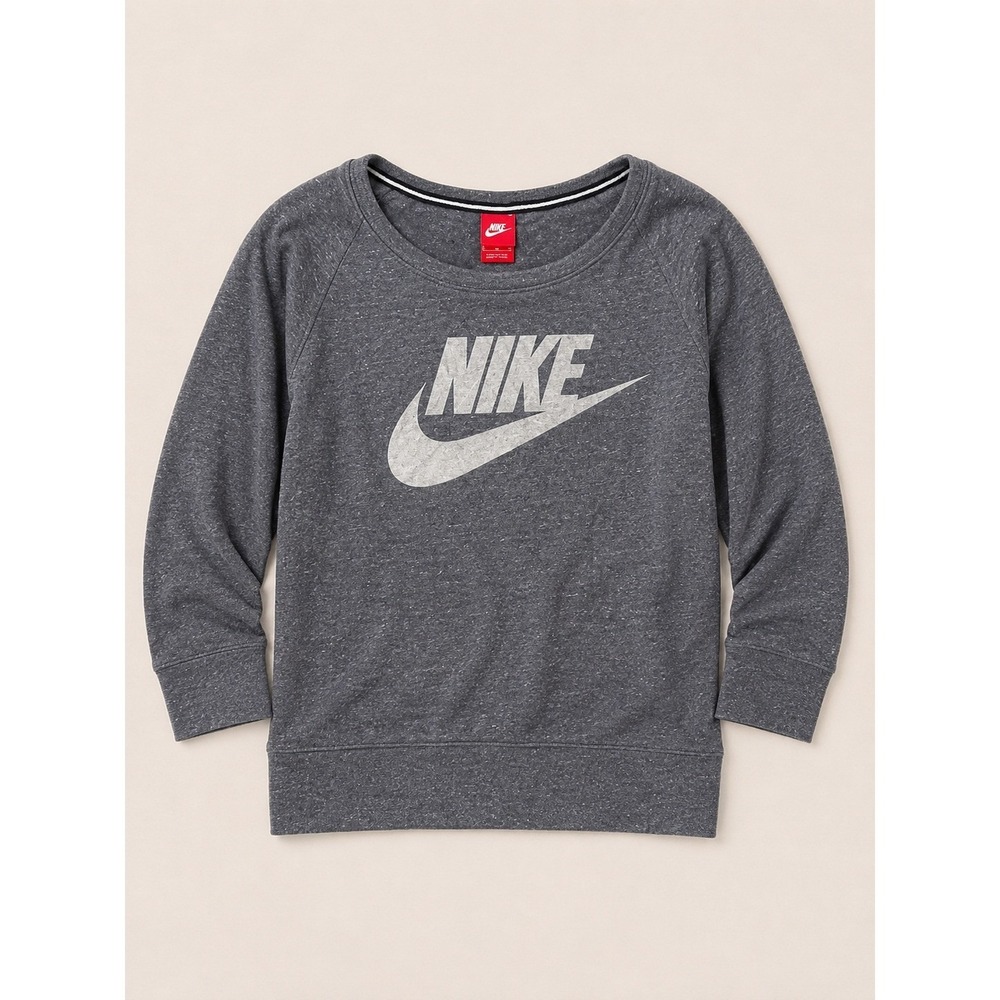Nike Womens Sportswear Vintage lightweight Charcoal Grey Logo Pullover Medium